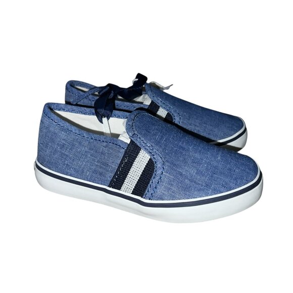 Janie & Jack Chambray Stripe Slip On Sneaker Sz 6 Unisex Blue Denim - Picture 3 of 10